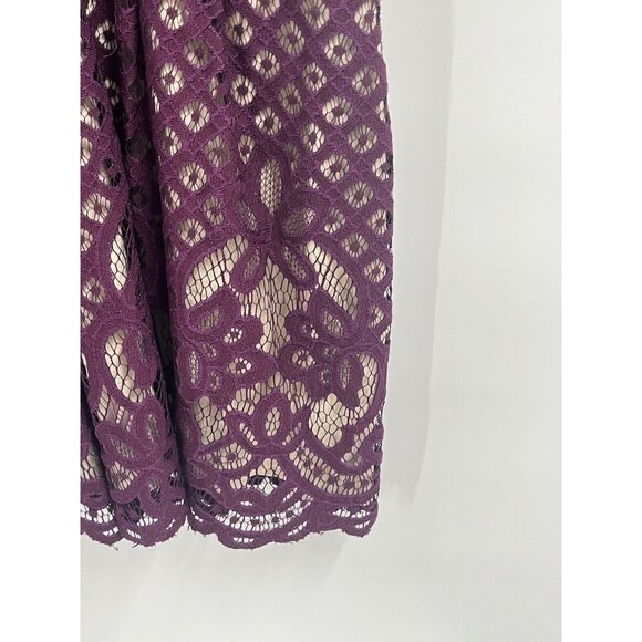 Free People Lace Eyelet Mini Dress Purple Sz 8 - Picture 3 of 6